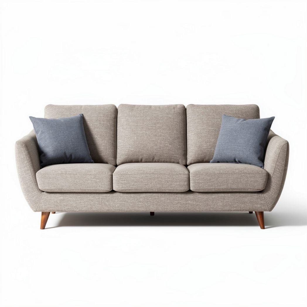 Fabric sofa with cushions for living room 210 x 90 x 80cm in light grey