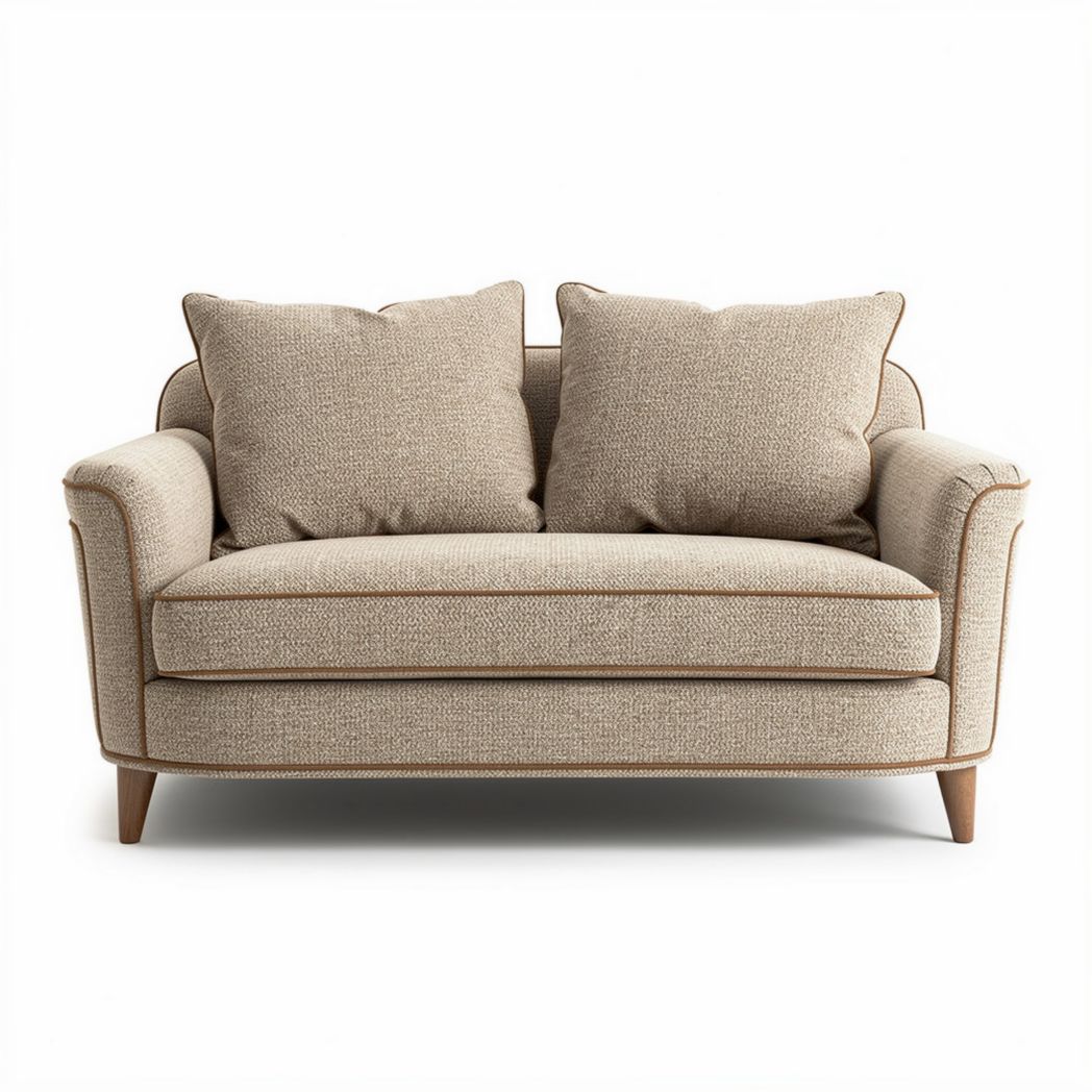Fabric loveseat sofa with plush cushions in beige 185 x 90 x 85cm