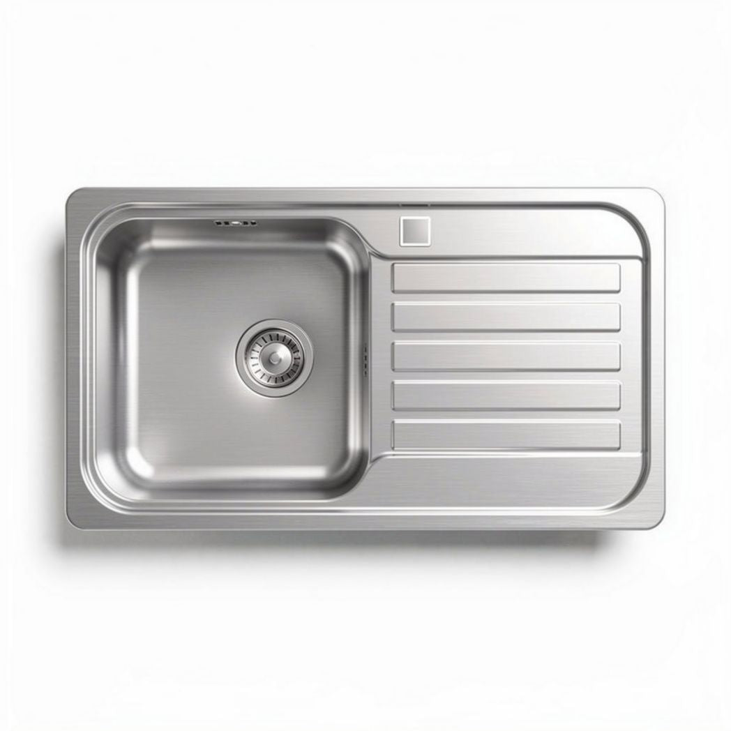 Stainless steel kitchen sink with side drainboard 78 x 43 x 22cm
