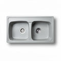 Double bowl kitchen sink made of durable composite material 80 x 40 x 20cm in gray