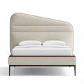 Modern upholstered bed frame with storage in beige fabric 210 x 160 x 120cm