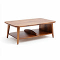 Wooden coffee table with lower shelf and natural finish 100 x 60 x 45cm