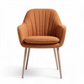 Textured orange chair with wooden legs suitable for living room use 60 x 60 x 80cm